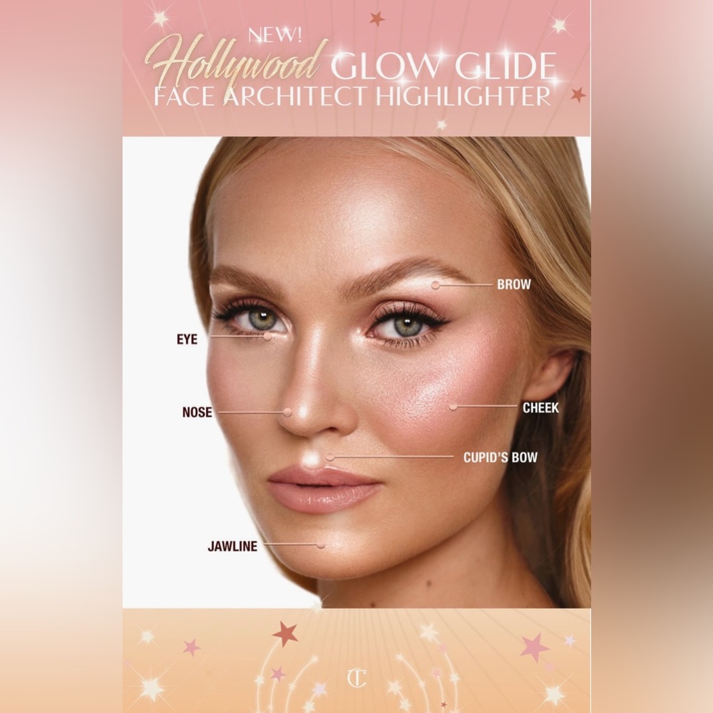 Charlotte Tilbury Glow Glide Hollywood Highlighter in Gilded Glow - New w/Box - Picture 10 of 13